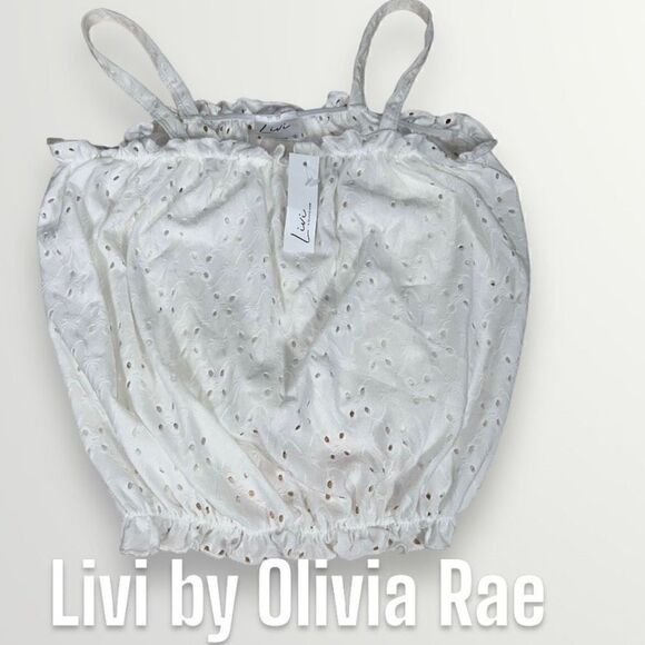 Livi by Olivia Rae, Eyelet Tank Top, Elastic Waist & Neckline, Junior’s Medium - Picture 1 of 8